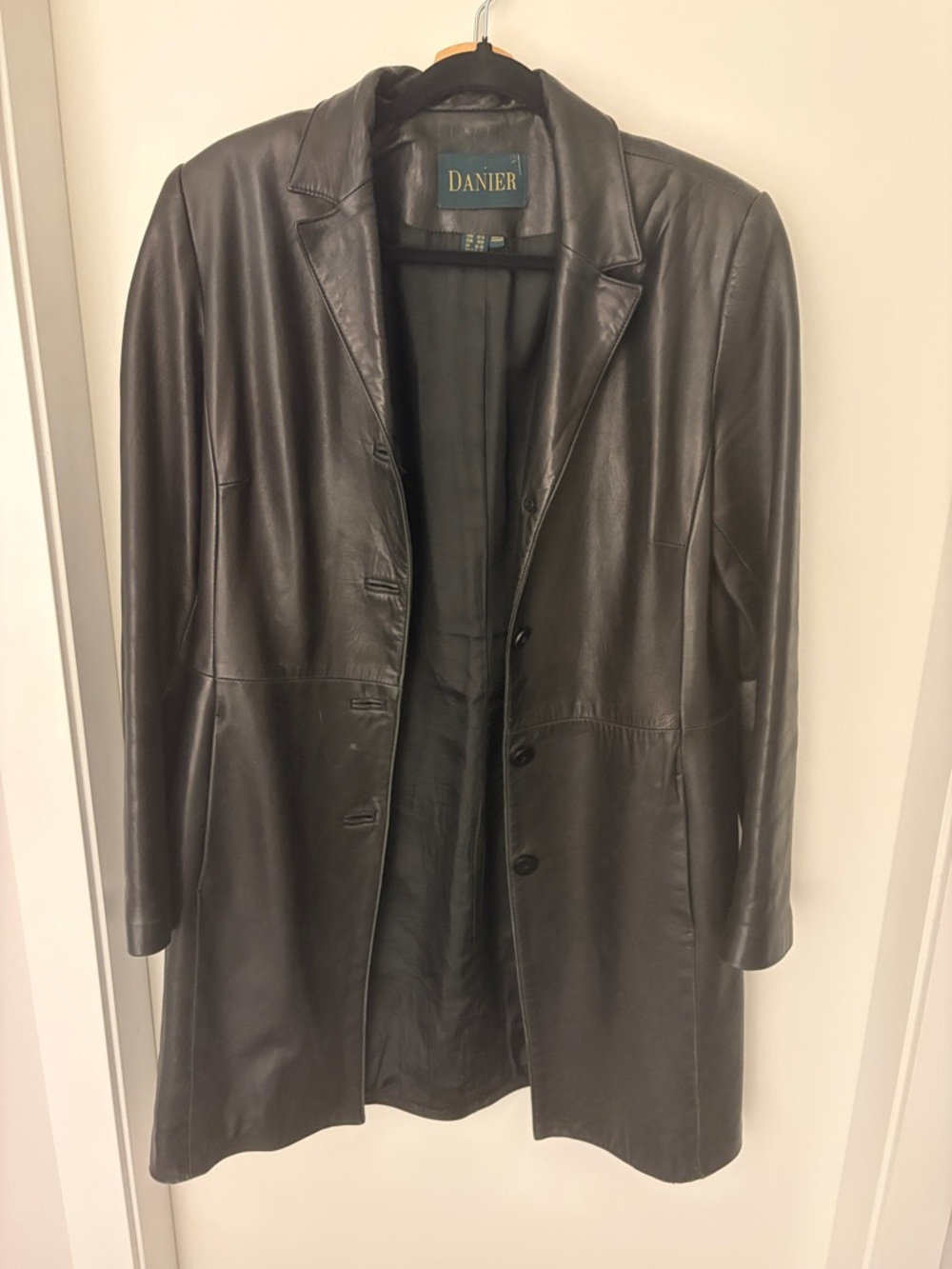 Danier Black Leather Longline Coat